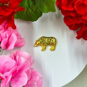 Filigree Style Polar Bear Brooch Vintage & Gold Plated